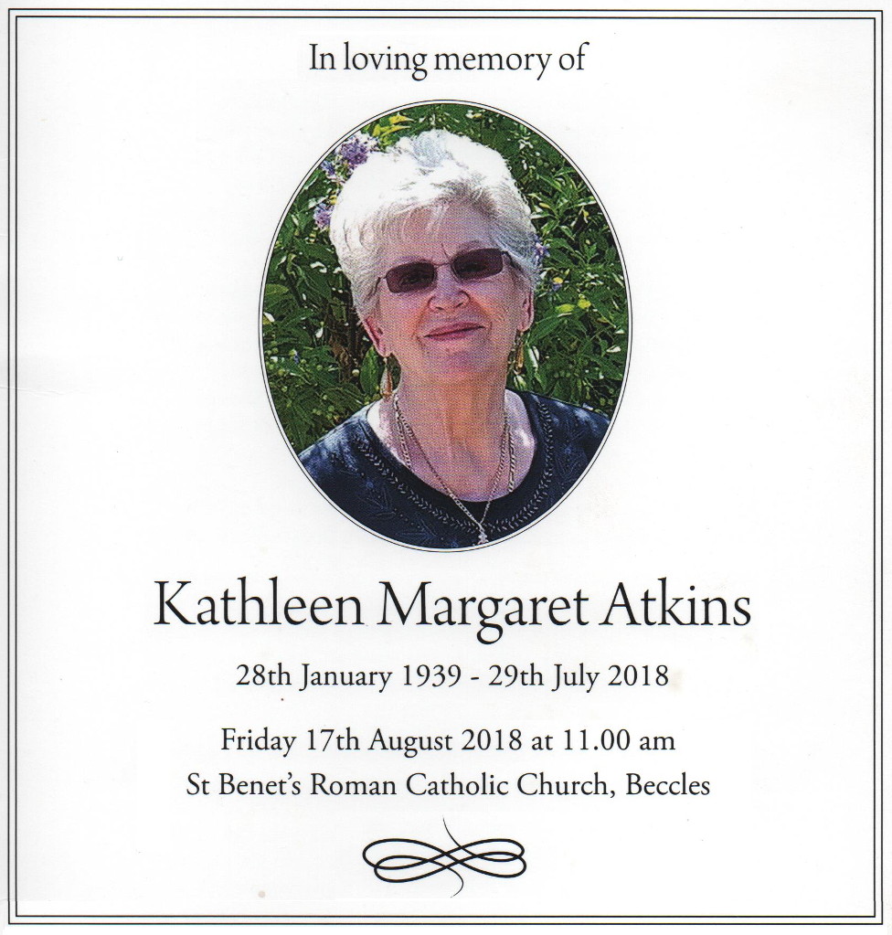 July 29 Kathleen Margaret Atkins RIP July 29 Kathleen Margaret Atkins RIP